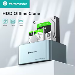 Yottamaster-estación de acoplamiento para disco duro USB 3,0, tipo C, doble bahía, SATA, HDD, estación de acoplamiento con clon sin conexión para HDD SSD de 2,5/3,5 pulgadas