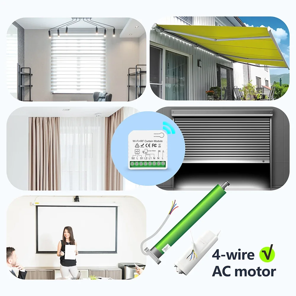 Tuya Alexa WiFi inteligente RF cortina módulo de interruptor de persiana enrollable 110V 220V 240V transmisor 5 en 1 para persianas de ventana toldo garaje - imagen 4