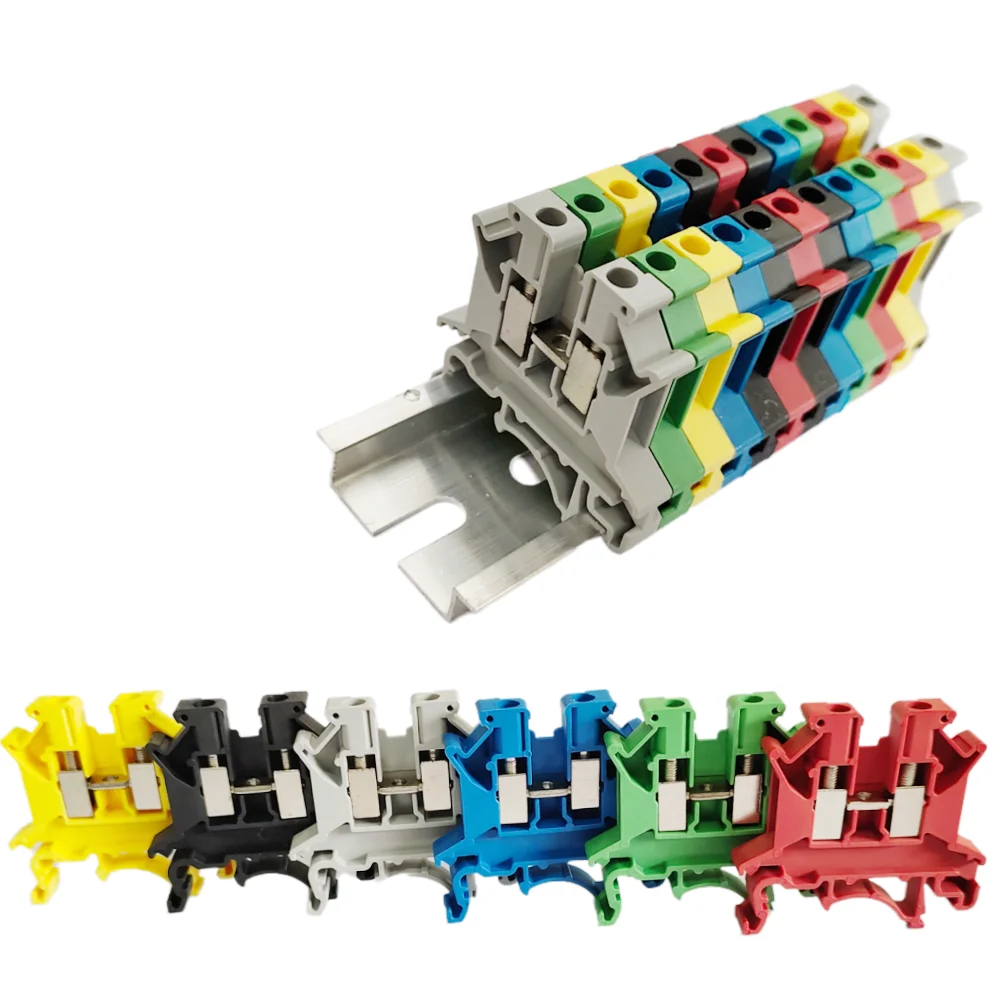 10 Uds UK2.5 bloque de terminales UK2.5B conexión de tornillo tira de conexión 2.5B 2,5 mm2 Cable conector de Cable de carril Din eléctrico