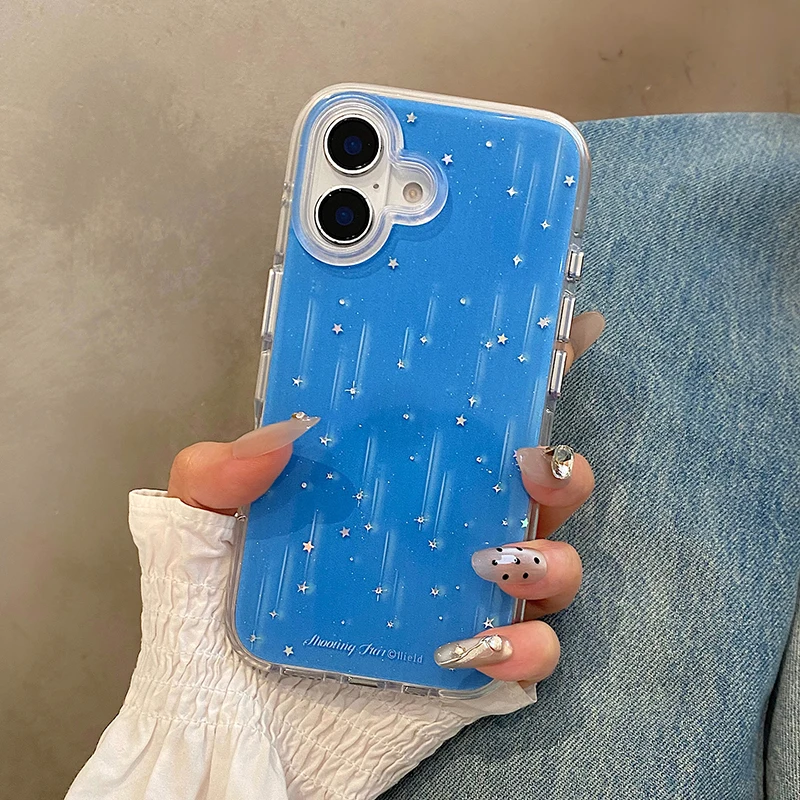 Funda de parachoques a prueba de golpes con purpurina brillante de lluvia de meteoritos a la moda para iPhone 16 15 14 13 12 Pro Max - imagen 3