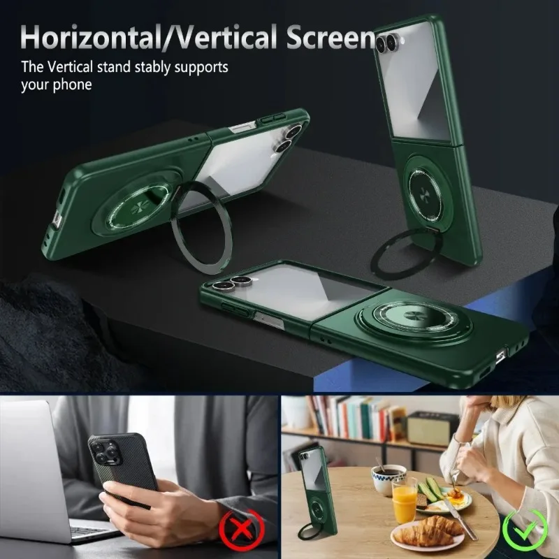Soporte de anillo magnético giratorio 360 para Samsung Z Flip 7 6 5 4 3 soporte a prueba de golpes Magsafe funda de teléfono para Galaxy ZFlip7se Flip6 - imagen 4