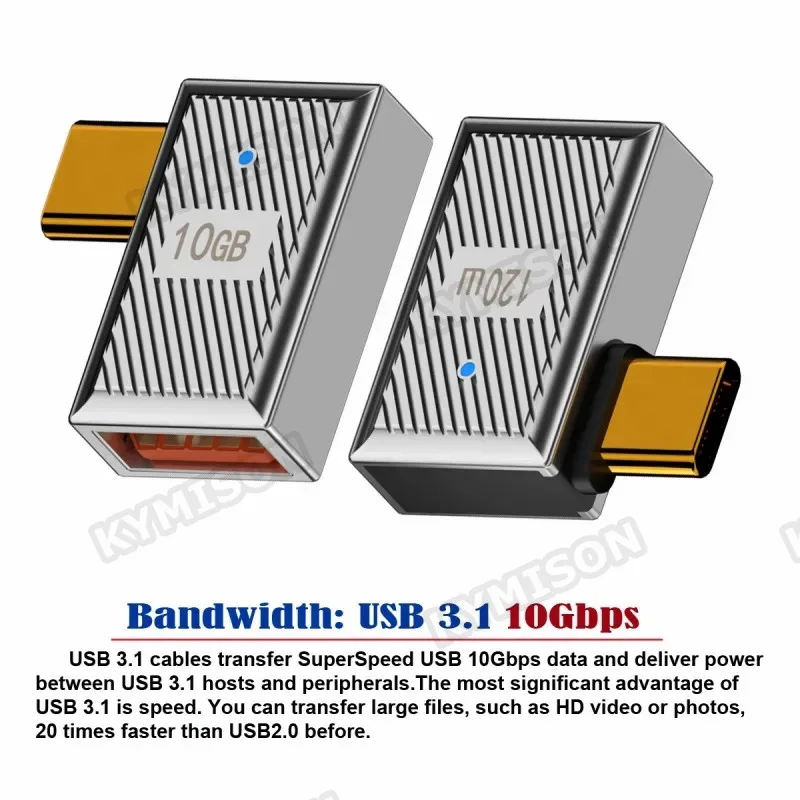 Adaptador OTG tipo C a USB 3,1 de 10Gbps, convertidor de datos USB C macho a USB A hembra, carga rápida de 120W para MacBook Pro, Samsung y Xiaomi - imagen 2