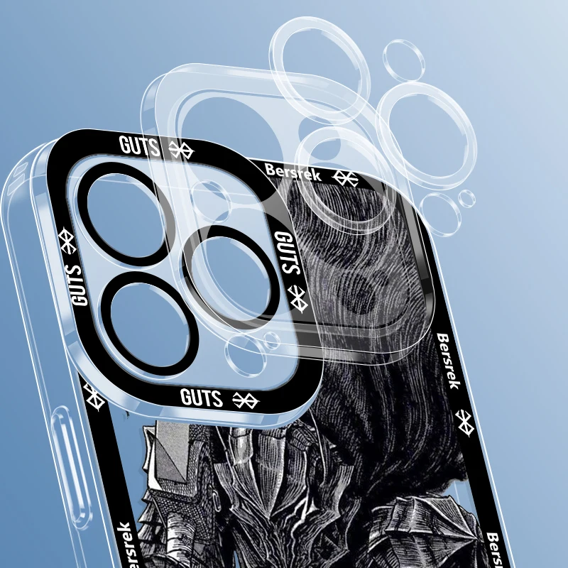 Berserk Guts Anime Hot Blood para Apple iPhone 15 14 13 12 11 XS XR X Pro MAX 8 7 Plus SE Angel Eyes funda transparente para teléfono - imagen 5