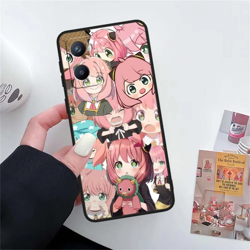 Funda de Anime Anya Forger para OPPO A98 A96 A94 A78 A18 A74 A72 A57 A16 A53 Find X5 X3 Pro Lite funda de teléfono negra - imagen 5