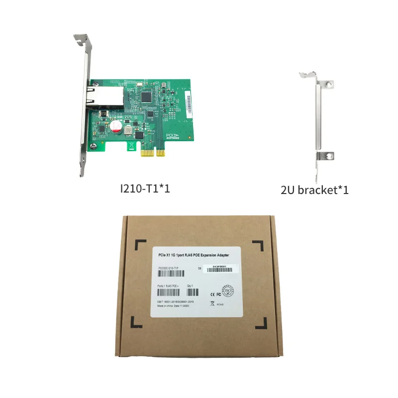 Tarjeta agarradora de marco PoE I210-T1 PoE de 1 puerto RJ45 30W Salida de alimentación 10/100/1000Mbps PCIe 2.1 X1 - imagen 5