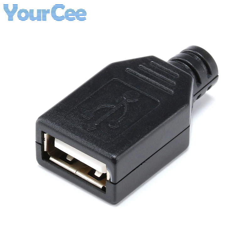 10 uds/5 uds tipo A macho hembra USB conector de enchufe de 4 pines con cubierta de plástico negro tipo A USB2.0 macho Kits de bricolaje - imagen 3