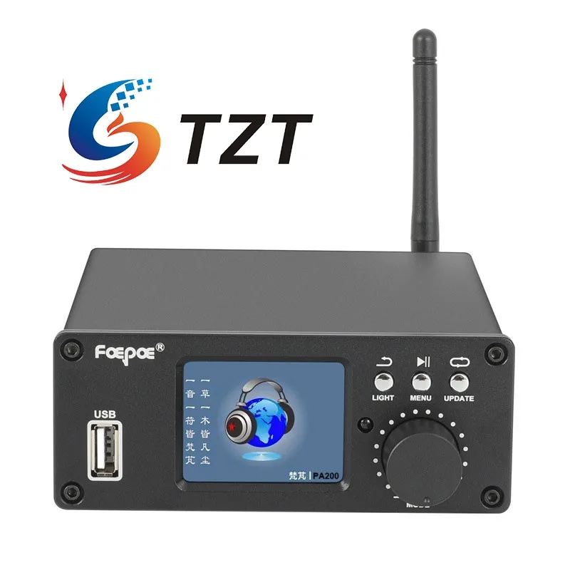 TZT PA200 200W Amplificador de potencia estéreo Transmisión digital Bluetooth5.3 Decodificador de audio con pantalla a color de 2 pulgadas