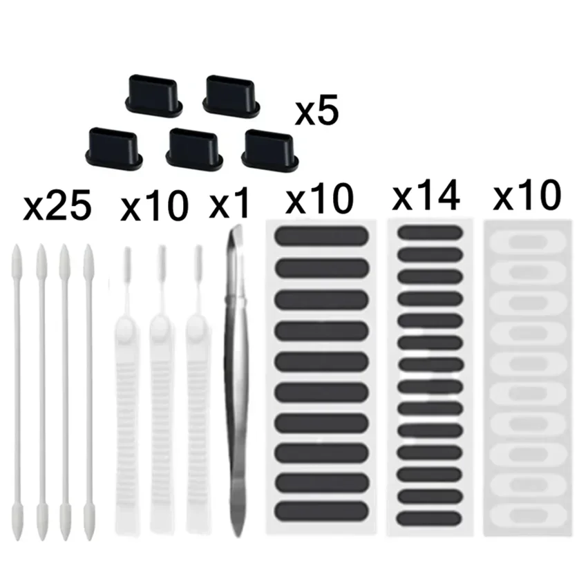 Altavoz Universal para teléfono móvil, tapón antipolvo, pegatina de malla para iPhone 17 16 PM, Samsung Mi, Kit de cepillo de limpieza Protector de puerto de carga - imagen 2