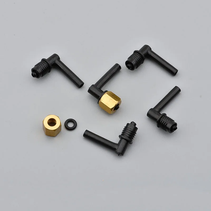 Conector de amortiguador de tinta para impresora Digital DX5, accesorios de tubo de tinta de plástico en forma de L con tuerca de cobre, 4 Uds. - imagen 5