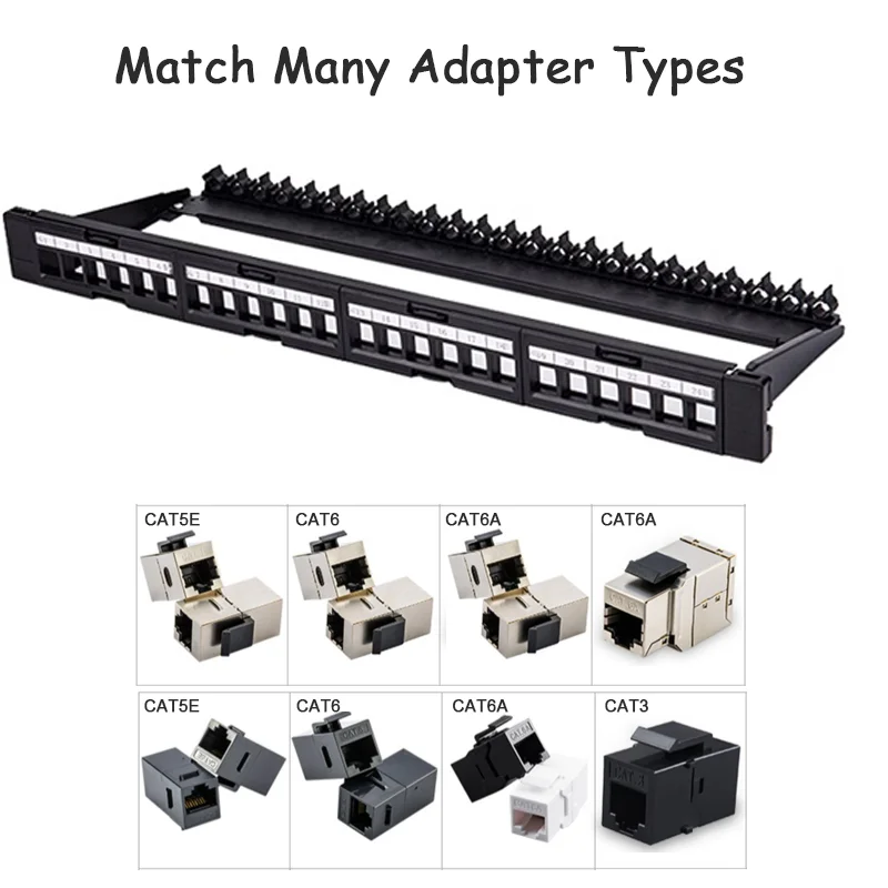 Panel de conexión de red Linkwylan en blanco 1U 24 puertos extraíbles para Keystone estándar RJ45 con barra administradora de cables y con campo de etiquetas - imagen 5