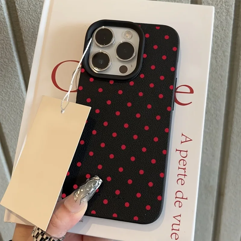Funda de teléfono con diseño de lunares rojos y rosas elegantes para iPhone 17 16 15 14 13 12 11 Pro Max XS X XR 16E 16 Plus 17Air - imagen 2