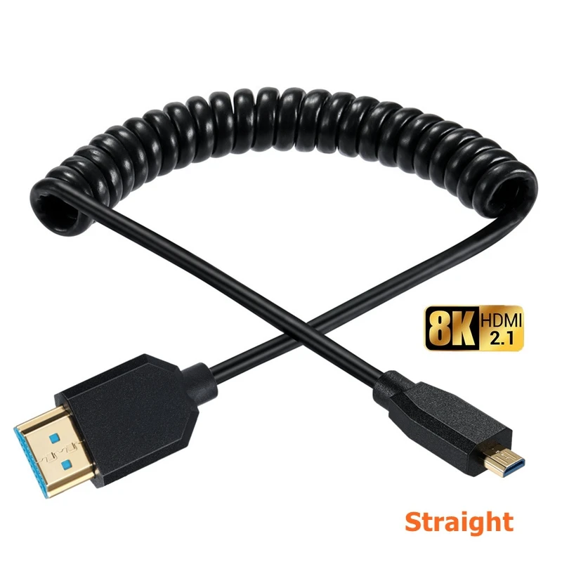 Cable adaptador 3D 8K 4k Spring Micro HDMI, convertidor de código HDMI chapado en oro para PC, LCD, XBox, tableta, Monitor de proyector - imagen 5