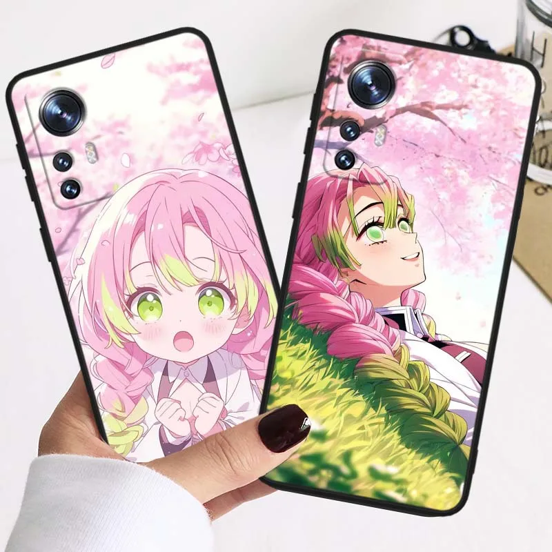 Mitsuri lindo Anime para Xiaomi Mi 17 15 14 14T 13 12 11 13T 12T 11T 12X Lite Ultra Pro Max 5G funda de teléfono negra - imagen 2