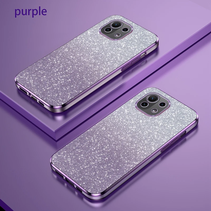 Para Xiaomi 11 Lite 5G NE Funda Xiaomi 11 Lite Funda de teléfono mi 11 5G Funda de lujo gradiente brillo chapado Funda trasera de silicona Funda