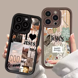 Para Samsung S25 Ultra Jesús Collage patrón funda de teléfono para Galaxy S23 S22 S24 Plus FE A14 A33 A32 A34 A54 A15 A35 A16 5G cubierta