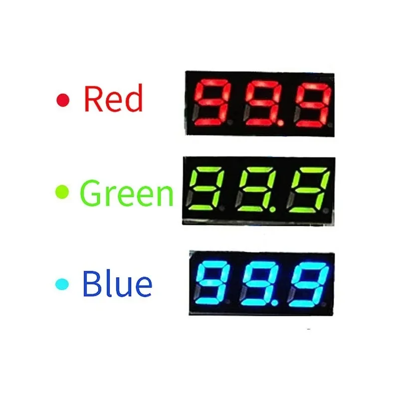 6 uds 0,36 pulgadas DC 0-100V 2 cables Mini medidor de voltaje 3 colores pantalla LED Panel Digital voltímetro medidor Detector Monitor herramienta - imagen 4