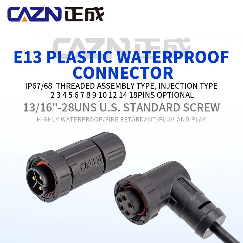 E13 plástico impermeable recto hembra macho enchufe instalable 2-18 pines conector ensamblado enchufe de acoplamiento roscado - imagen 3