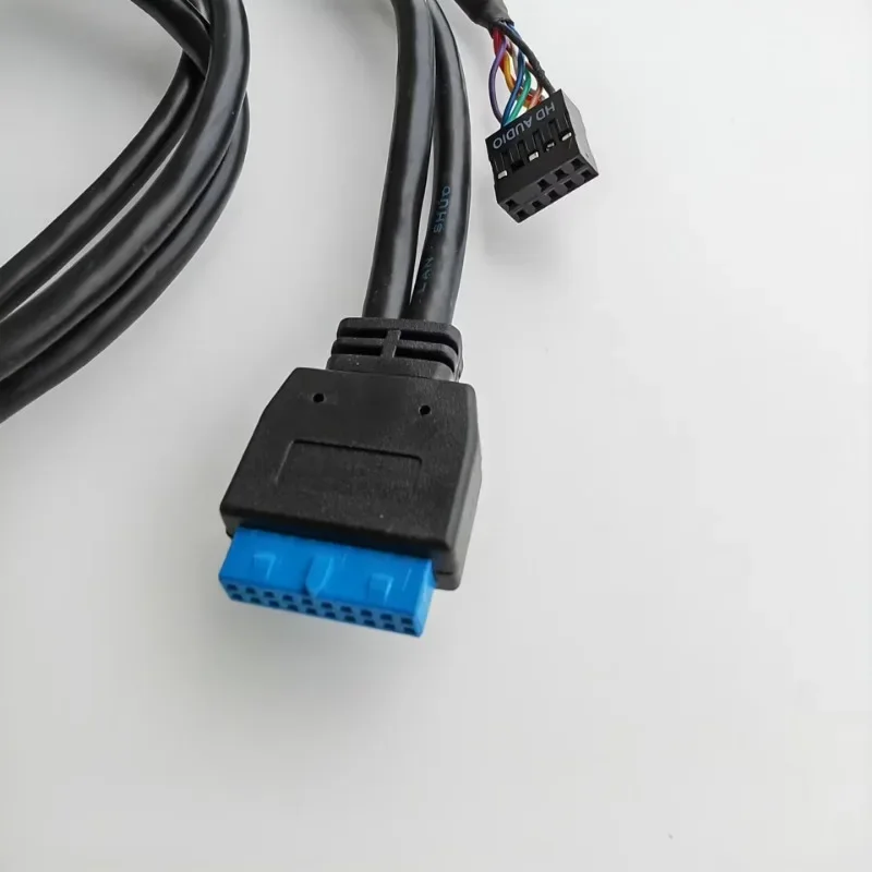 Adaptador de Audio HD Dual USB 3,0 de 19 pines, interfaz en ángulo de 90 grados, Cable de Panel frontal del chasis del ordenador, 72mm, 3,5mm - imagen 3