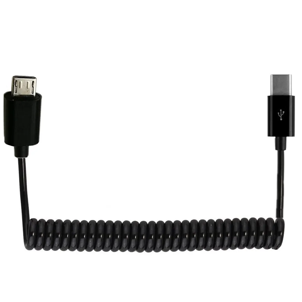 Cable espiral USB 3,1 tipo C macho a USB 2,0 Micro 5 pines y Mini USB, Cable de rizo de resorte elástico de 1m 3m - imagen 5