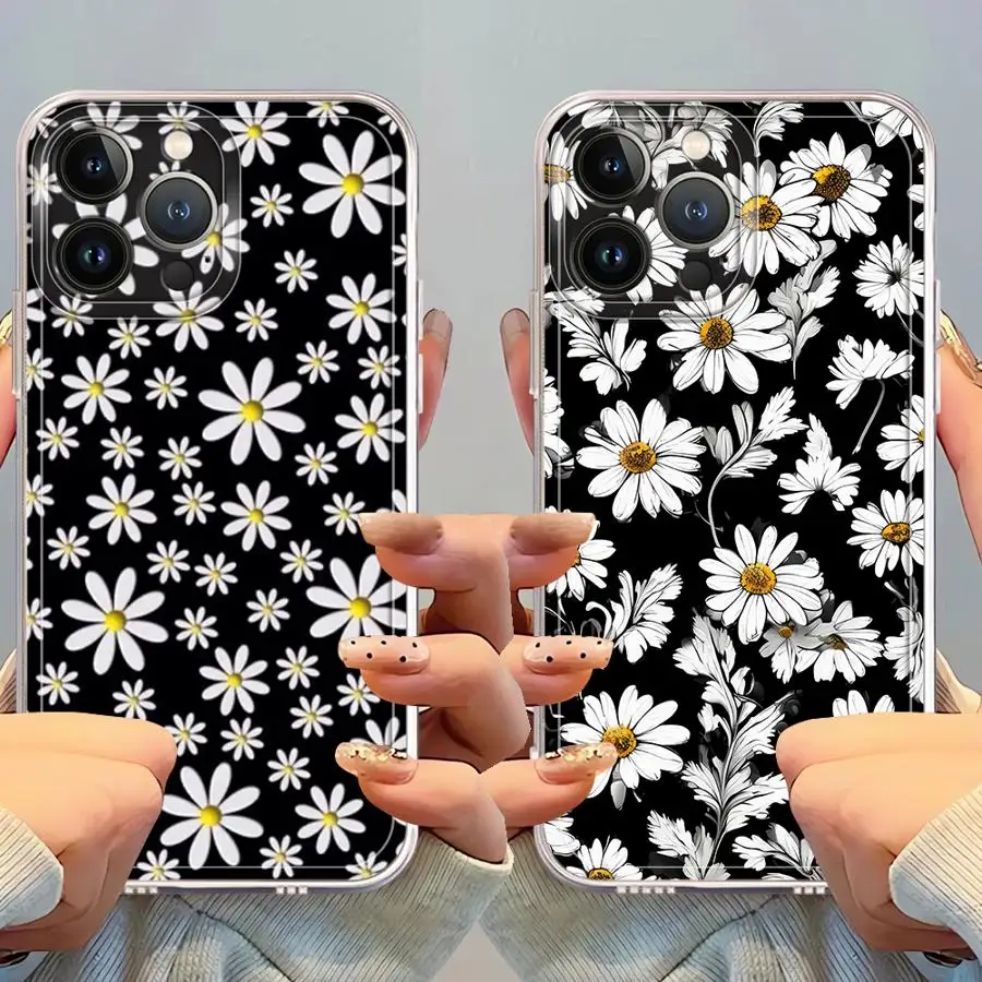 Funda de teléfono para iPhone 15 14 16 Plus XR XS 7 8 SE 13 12 11 Pro Max 16e cubierta transparente hermosa Margarita - imagen 4