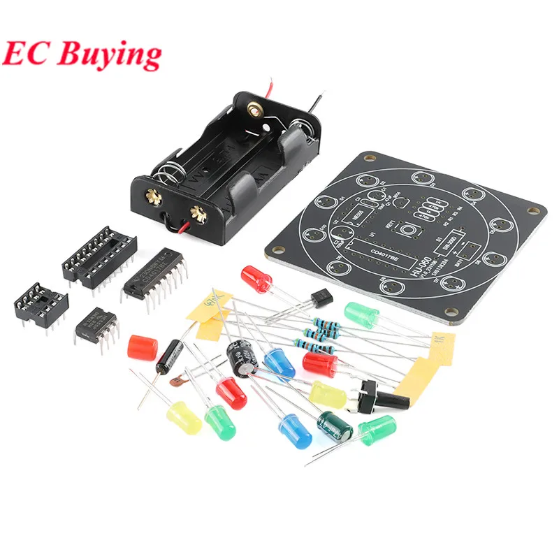 Kit electrónico NE555 CD4017 de rueda de la fortuna, tocadiscos de la suerte, entrenamiento de soldadura, luz LED intermitente, conjunto giratorio, juego de regalo divertido - imagen 4