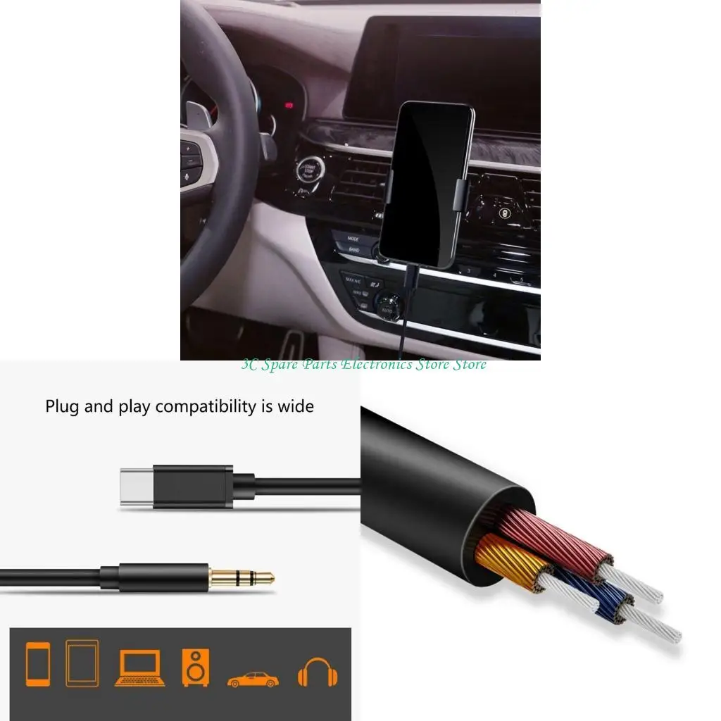 SZ Universal USB C a cable audios 3,5 mm para diversos dispositivos resistente desgaste