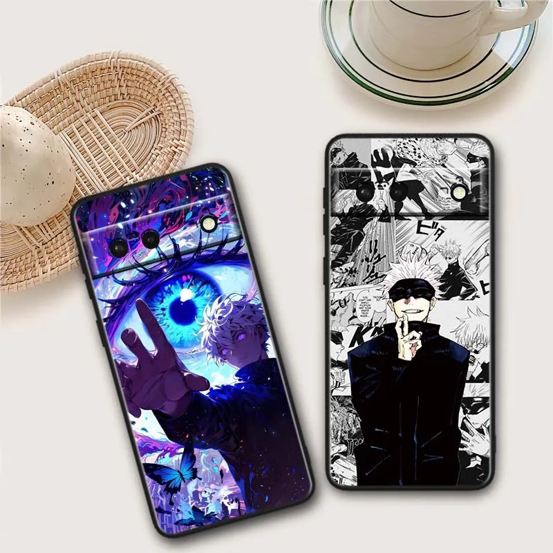 Gojou Satoru Art para Google Pixel 10 9 8 7 9a 8A 7a 6a XL Pro 5G funda negra para teléfono - imagen 2