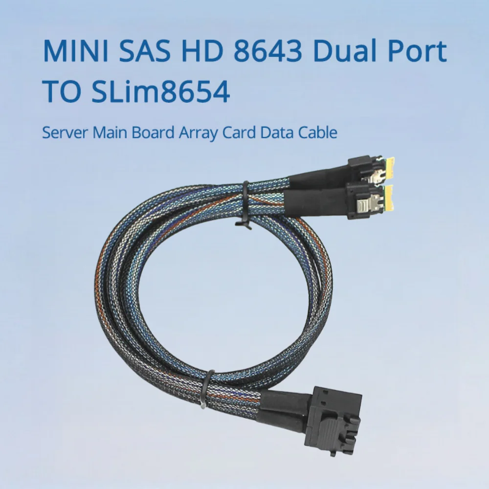 MINI SAS HD 8643 puerto dual a servidor SLim8654 Tablero Principal Tarjeta de matriz Cable de datos Longitud opcional 0,5 M 1 M