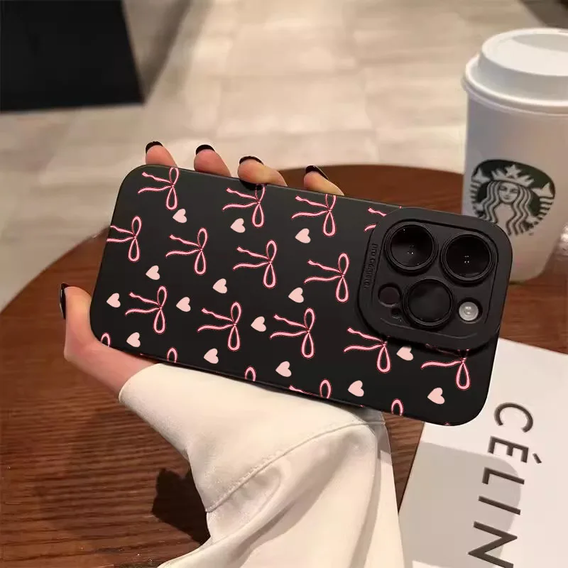 Funda de teléfono mate con nudo de lazo negro para Samsung Galaxy A16 5G A06 A35 A36 A56 A55 A16 A15 S25 S24 Ultra 5G S23 S21 FE S22 Plus - imagen 4