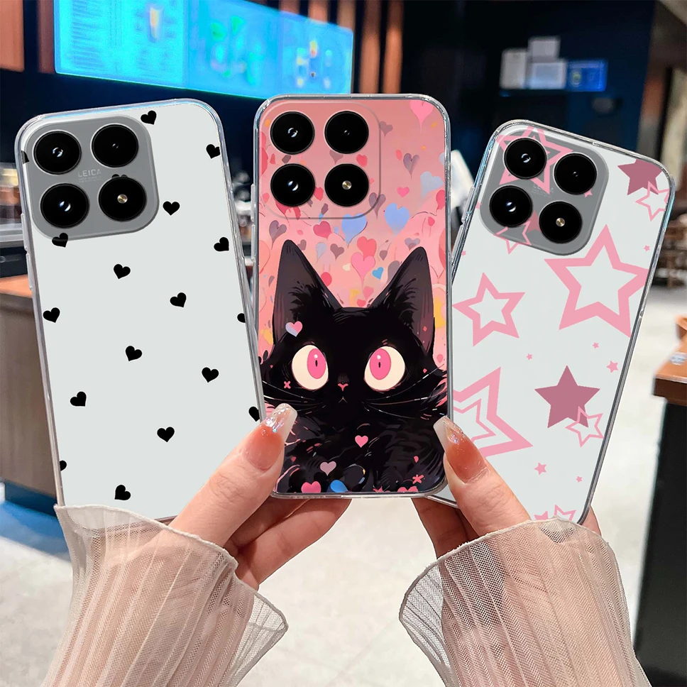 Funda para Xiaomi 17 Pro Max bonitas flores amor corazón suave TPU transparente silicona ligera carcasa de teléfono para Xiaomi 17ProMax - imagen 2