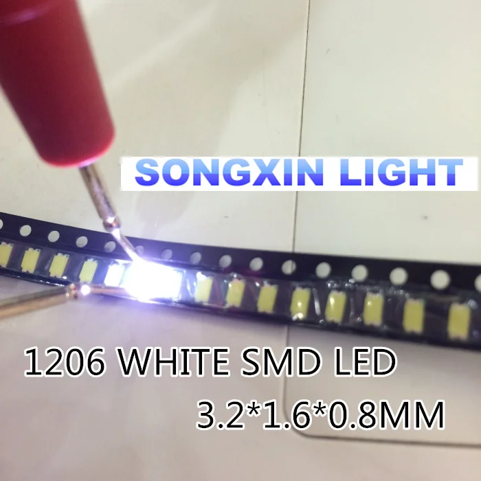 100 Uds 1206 SMD LED blanco Moore luz roja exterior azul amarillo verde naranja cálido rosa púrpura Kit surtido de diodos Uv emisores - imagen 4