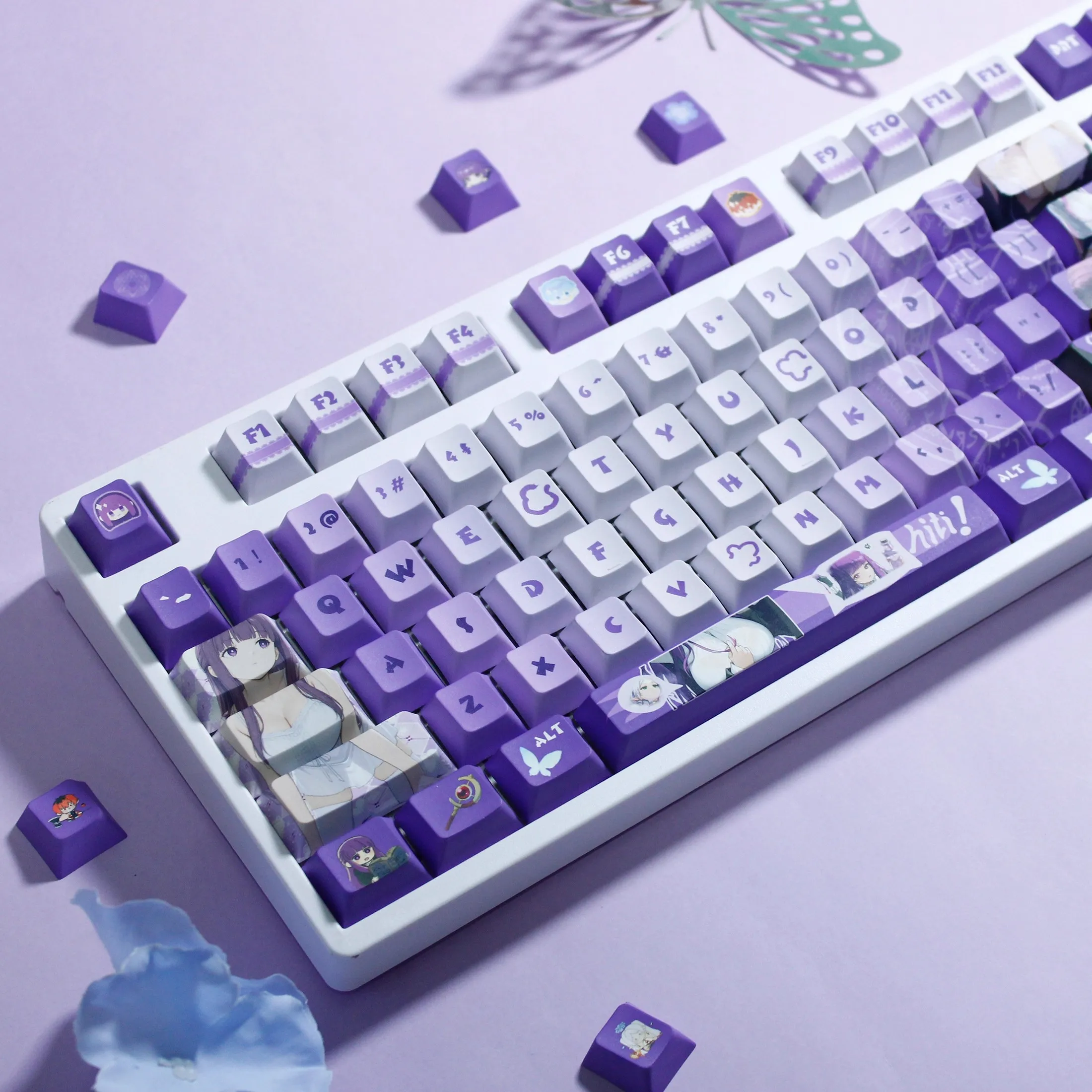 Juego de teclas con tema de helecho de Anime MiFuny, tapas de teclado PBT, teclas de juego personalizadas con perfil de cereza para regalos de teclado mecánico - imagen 2