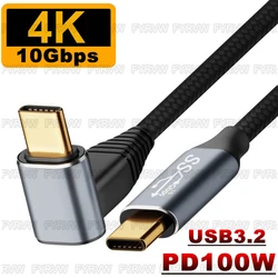 Cable acodado USB-C 3.2 Gen 2 de 10 Gbps y 100 W para Steam Deck