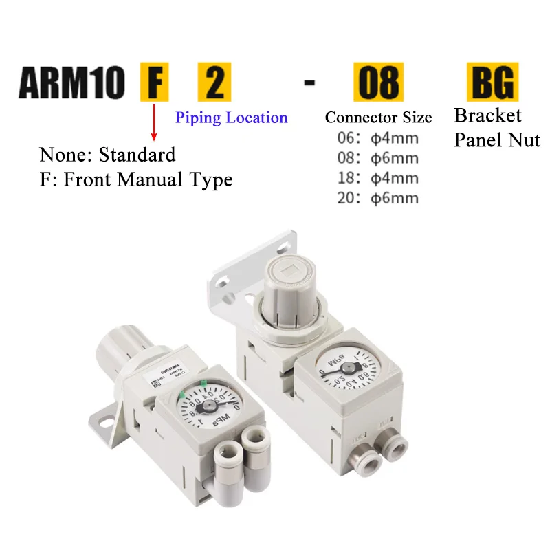 Válvula reguladora de presión en miniatura ARM10-10F2 Regulador de válvula reductora de presión de montaje pequeño neumático - imagen 5