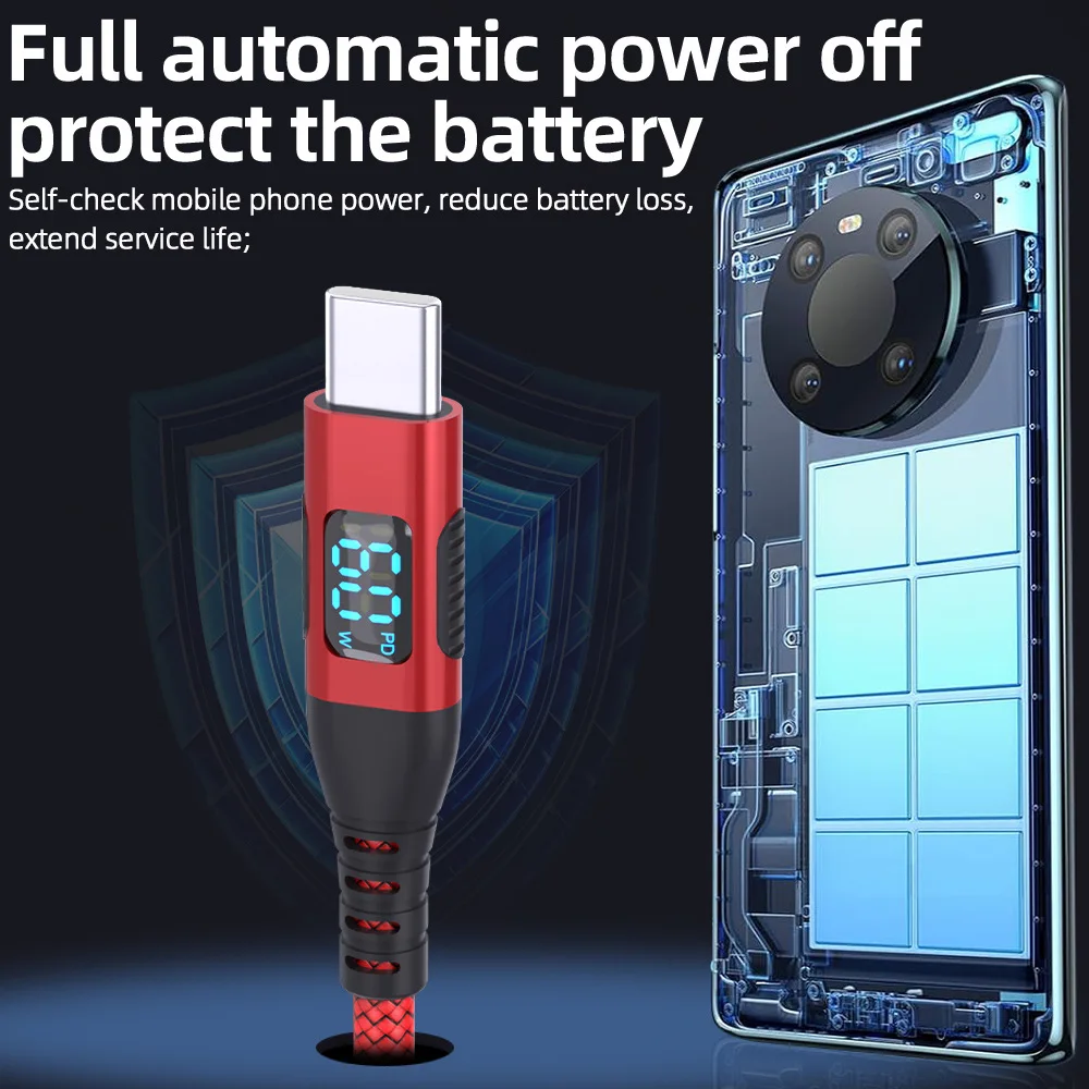 UTHAI YO7 LED digital de doble cabezal TYPE-C carga súper rápida 100W 6A adecuado para Huawei Xiaomi PD cable cargador - imagen 3