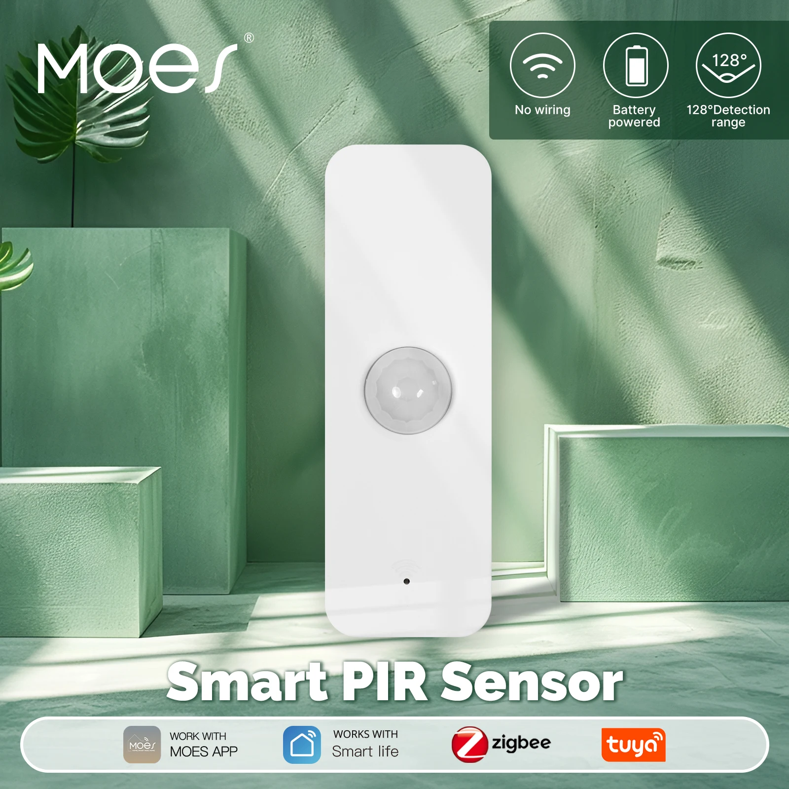 MOES Tuya WiFi/ZigBee Sensor PIR inteligente Detector de movimiento infrarrojo del cuerpo humano enlace de escena de seguridad del hogar automatización batería