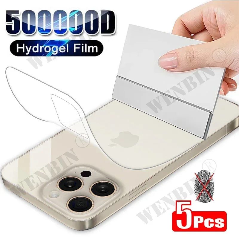 5 uds película de hidrogel para iPhone 16 15 14 Pro Max Plus 13 12 11 Mini Protector de pantalla para iPhone SE 7 8 Plus XR X XS MAX película trasera - imagen 2