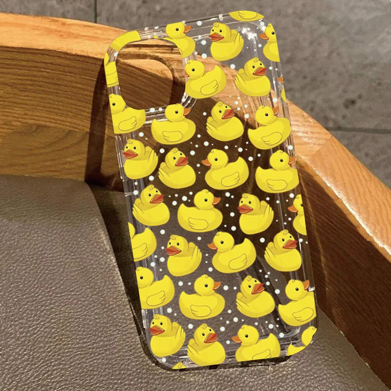 Funda de teléfono transparente pintada con pato amarillo para iPhone 17 16 16E 14 13 15 12 11 Pro Max Plus 16 Pro 16E cubierta suave transparente gruesa - imagen 4