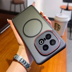 Para VIVO iQOO 13 funda magnética ELVEV a prueba de golpes mate translúcido duro PC lente protección succión cubierta del teléfono