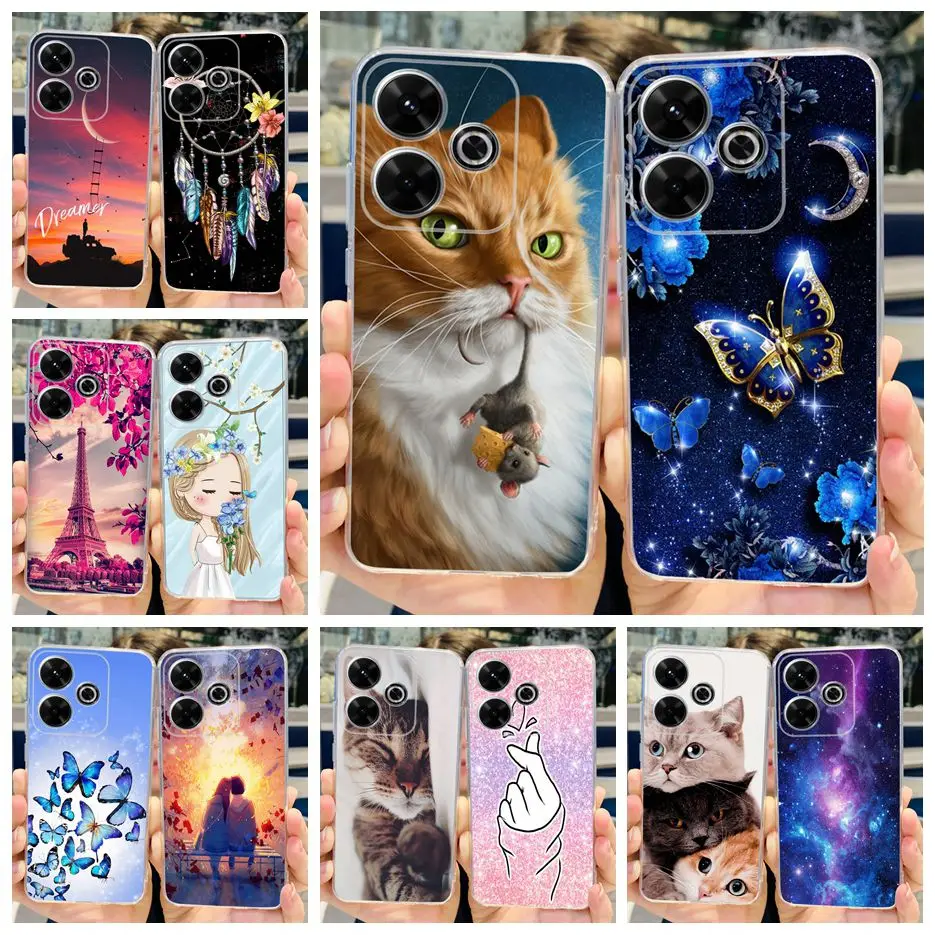 Para Xiaomi Poco M6 Pro 5G funda lindo gato mariposa cubierta pintada funda de teléfono de silicona suave para Xiaomi Poco M6 Pro PocoM6 4G parachoques