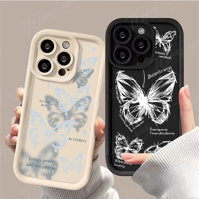 Bonita funda de teléfono de silicona con mariposa Retro para Xiaomi Redmi Note 13 12 11 Pro Plus 12S 11S 10S 10 9 9S 8 12C 13C, funda trasera mate - imagen 2