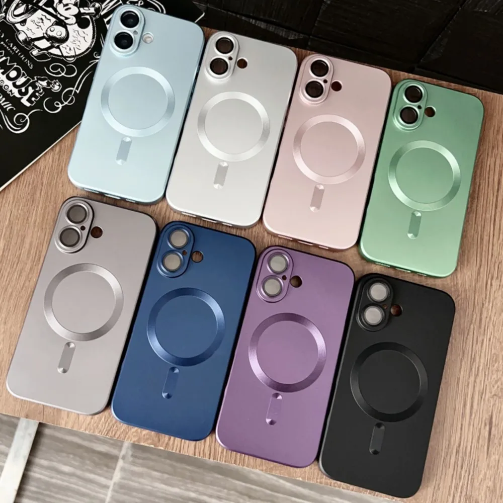Funda magnética mate metálica de lujo, carcasa a prueba de golpes para iPhone 16, 15, 14 Pro Max Plus, 13, 12, 11, XR, X, XS, 7, 8, SE - imagen 2