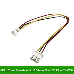 1/5/10/50 unids/lote MX1.25mm hembra a XH2.54mm macho 2P 3P 4P cable de juguete para niños jst MX1.25 XH2.54 longitud del cable 15cm 28AWG