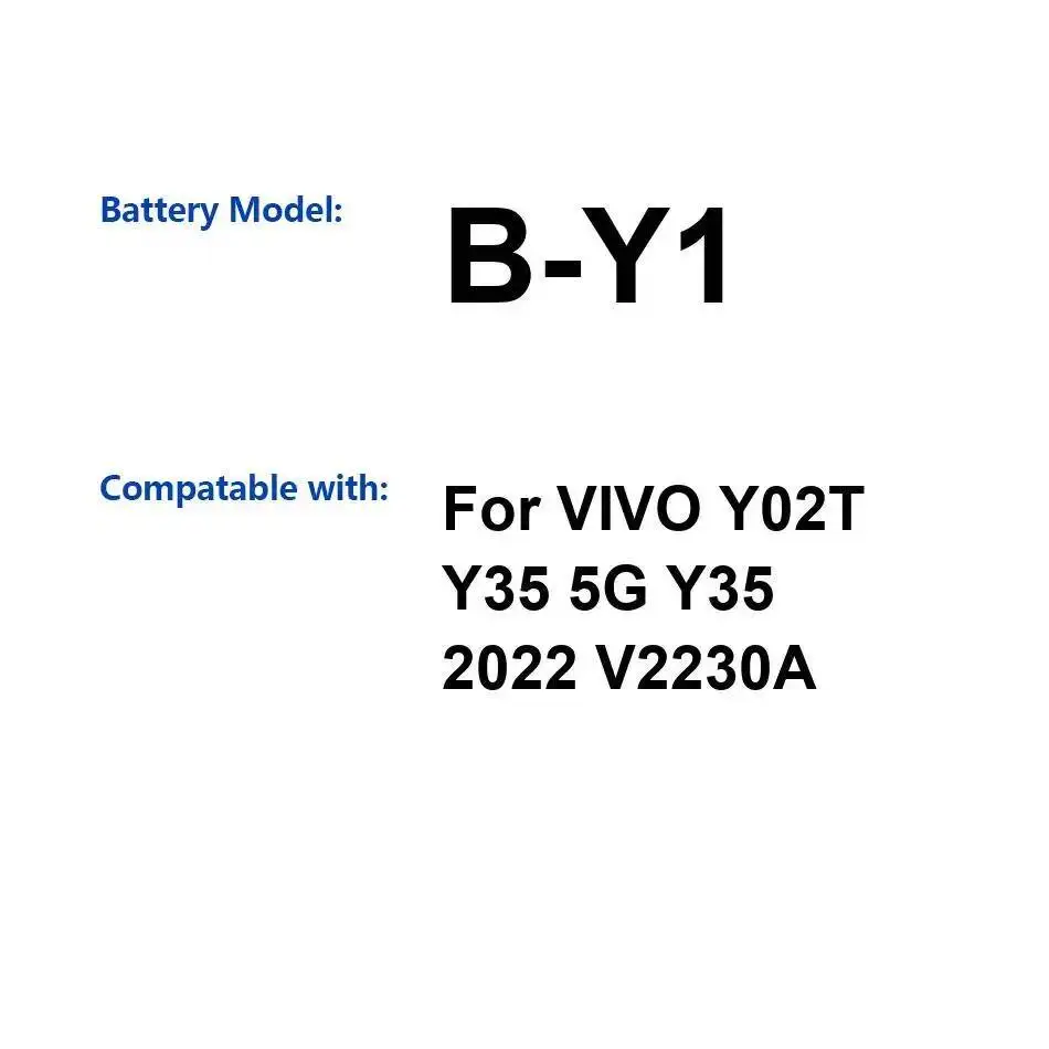 Batería de teléfono móvil de 5000Mah B-Y1 de larga duración para Vivo Y02T Y35 5G 2022 V2230A buen rendimiento de baja temperatura - imagen 3