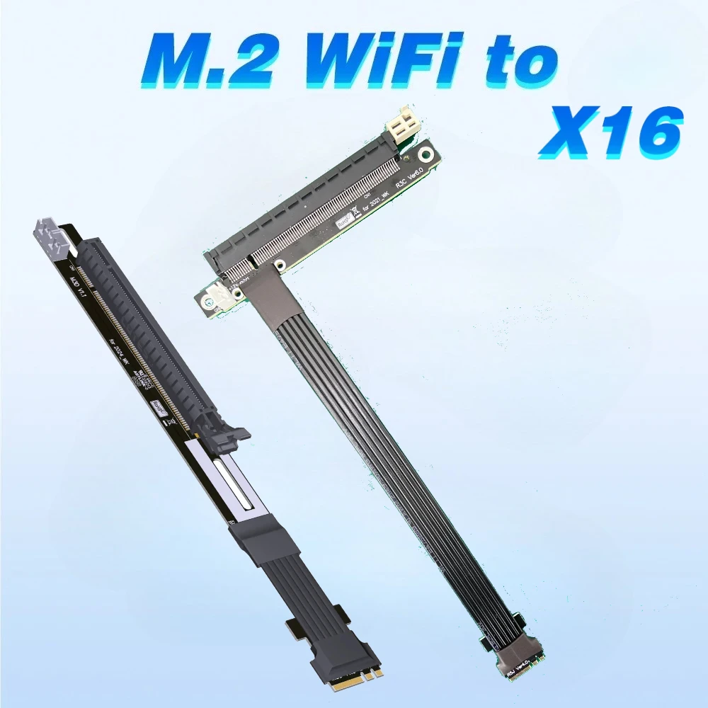PCIe 4,0 M.2 WiFi A/E Key NGFF a X16 tarjeta gráfica Cable de extensión de minería múltiples tarjetas PCI-E Riser GPU Cable adaptador de tarjetas de vídeo - imagen 2
