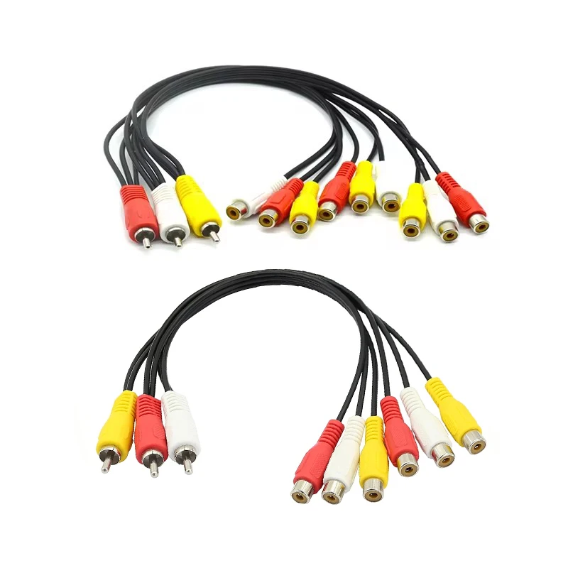 Cables AV de Audio y vídeo Nku 3RCA macho-hembra 3 RCA macho a 6 RCA 9RCA hembra Cable adaptador divisor para reproductor de DVD TV box