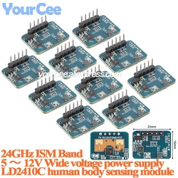 10 uds/1 unidad LD2410C 24Ghz Sensor de presencia humana HLK-LD2410C módulo de Radar de onda milimétrica detección de movimiento de latido del corazón sin contacto