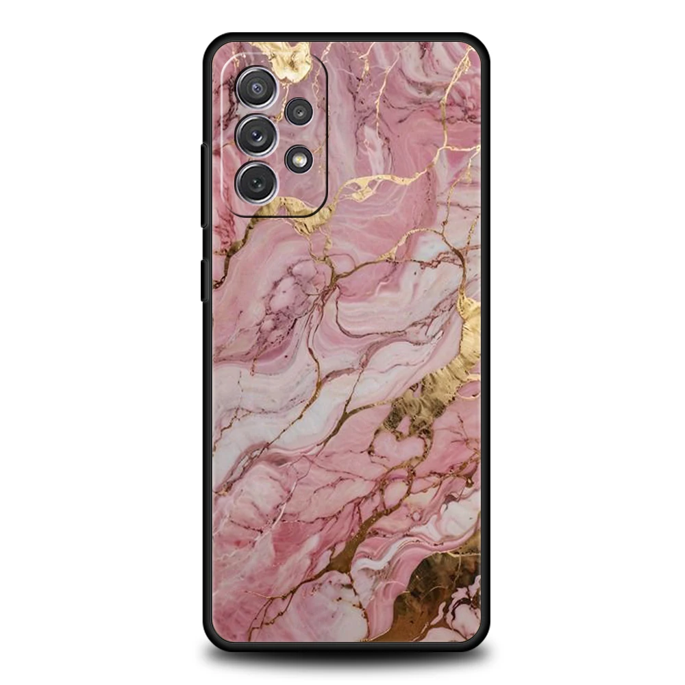Funda de teléfono para Samsung A15 A13 A35 A55 A51 A71 A41 A31 A03S A05 A17 A23 A25 A33 A53 A73 5G A07 4G, funda de moda dorada y rosa mármol - imagen 3