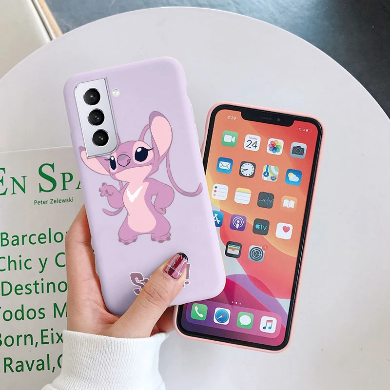 Para Samsung Galaxy S21 5G S 21 Plus S21 FE Cámara protectora Funda suave de silicona dibujos animados Lilo Stitch Funda de teléfono Funda parejas Capa - imagen 4