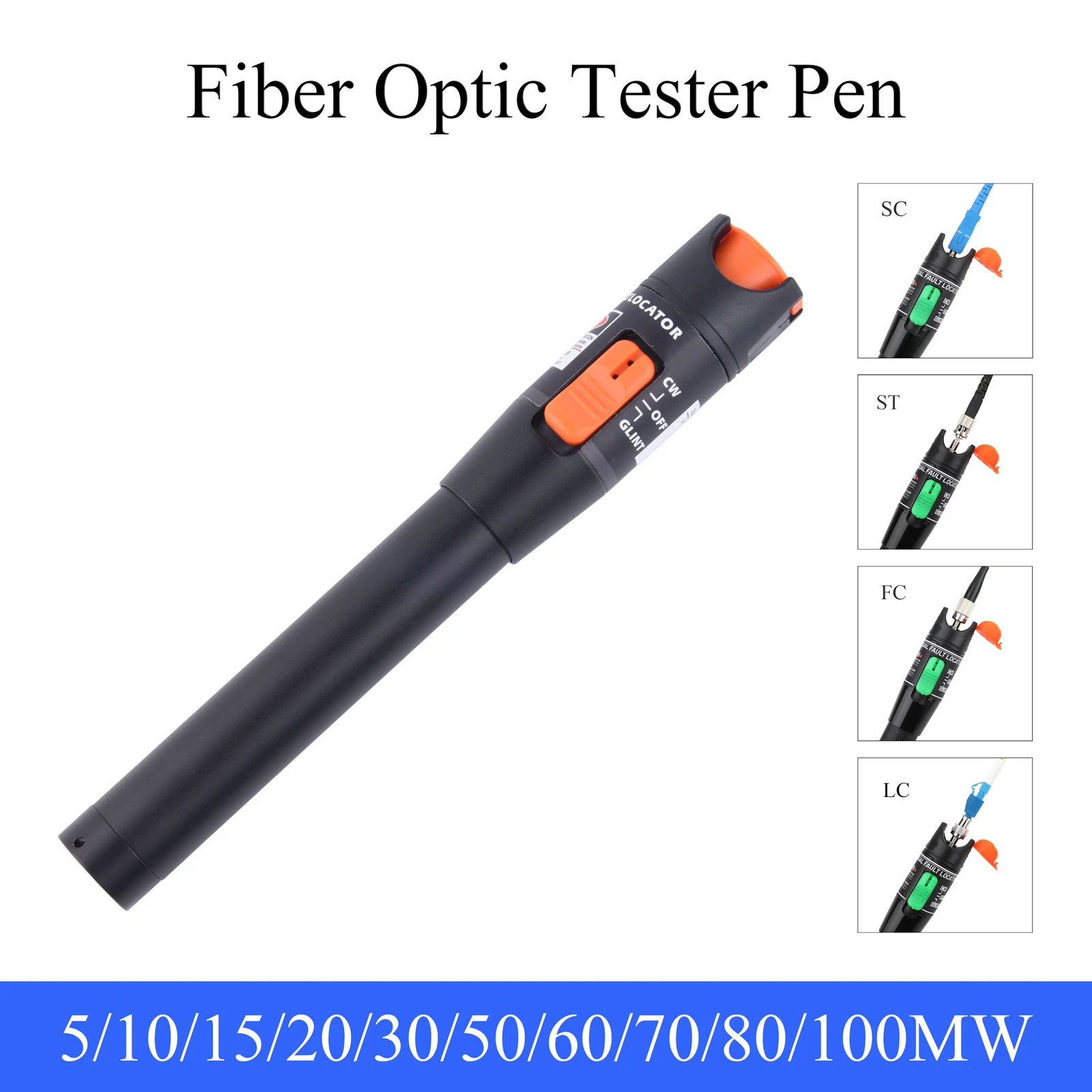 DE 1 Uds herramienta DE prueba DE fibra óptica 10/30/50MW FTTH pluma óptica SC/FC/ST medidor de potencia de luz roja ajustable - imagen 2